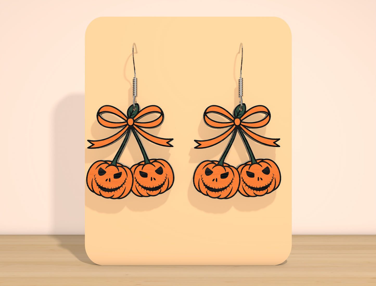 Halloween Pumpkin Bow Earrings SVG Bundle Laser Cut File | 30 Cute Pumpkin Earring Designs | Spooky Jewelry Style | Glowforge, xTool, LightBurn, etc.