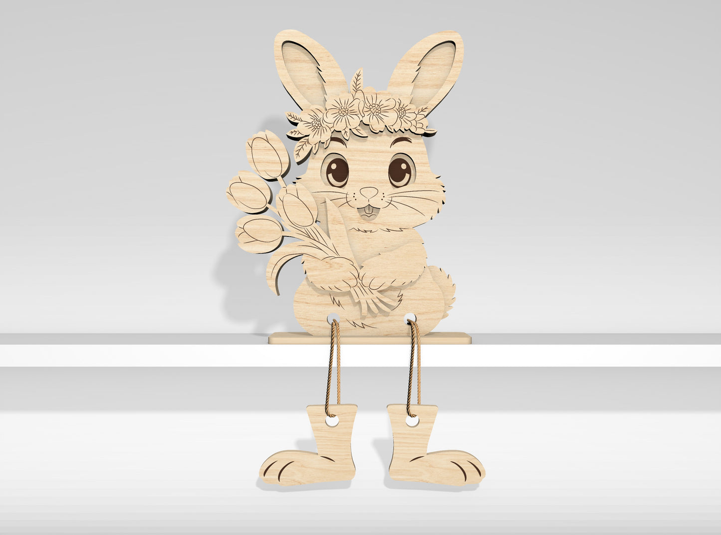 12 Easter Bunny Shelf Sitters SVG Laser Cut File for Glowforge and xTool