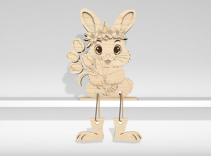 12 Easter Bunny Shelf Sitters SVG Laser Cut File for Glowforge and xTool