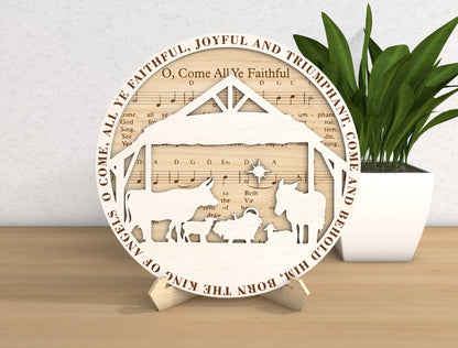 Christmas Nativity Sheet Music Round Sign SVG Bundle 6
