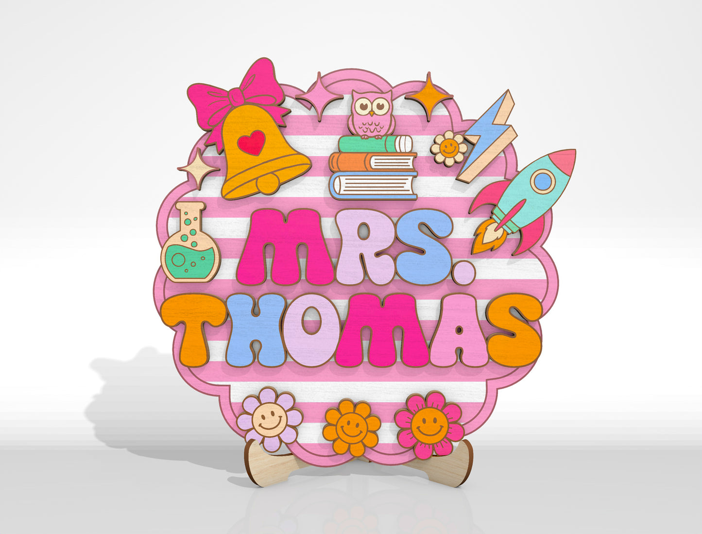 Personalized Teacher Door Sign SVG Bundle Laser Cut File