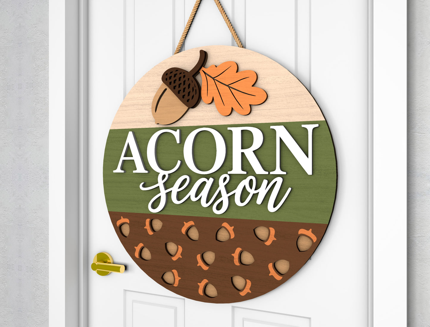 Acorn Season Hello Fall Squirrel Door Hanger SVG Set for Glowforge xTool LightBurn 2 Designs