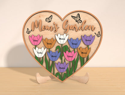 Personalized Flower Heart Family Name Sign SVG for Glowforge and xTool