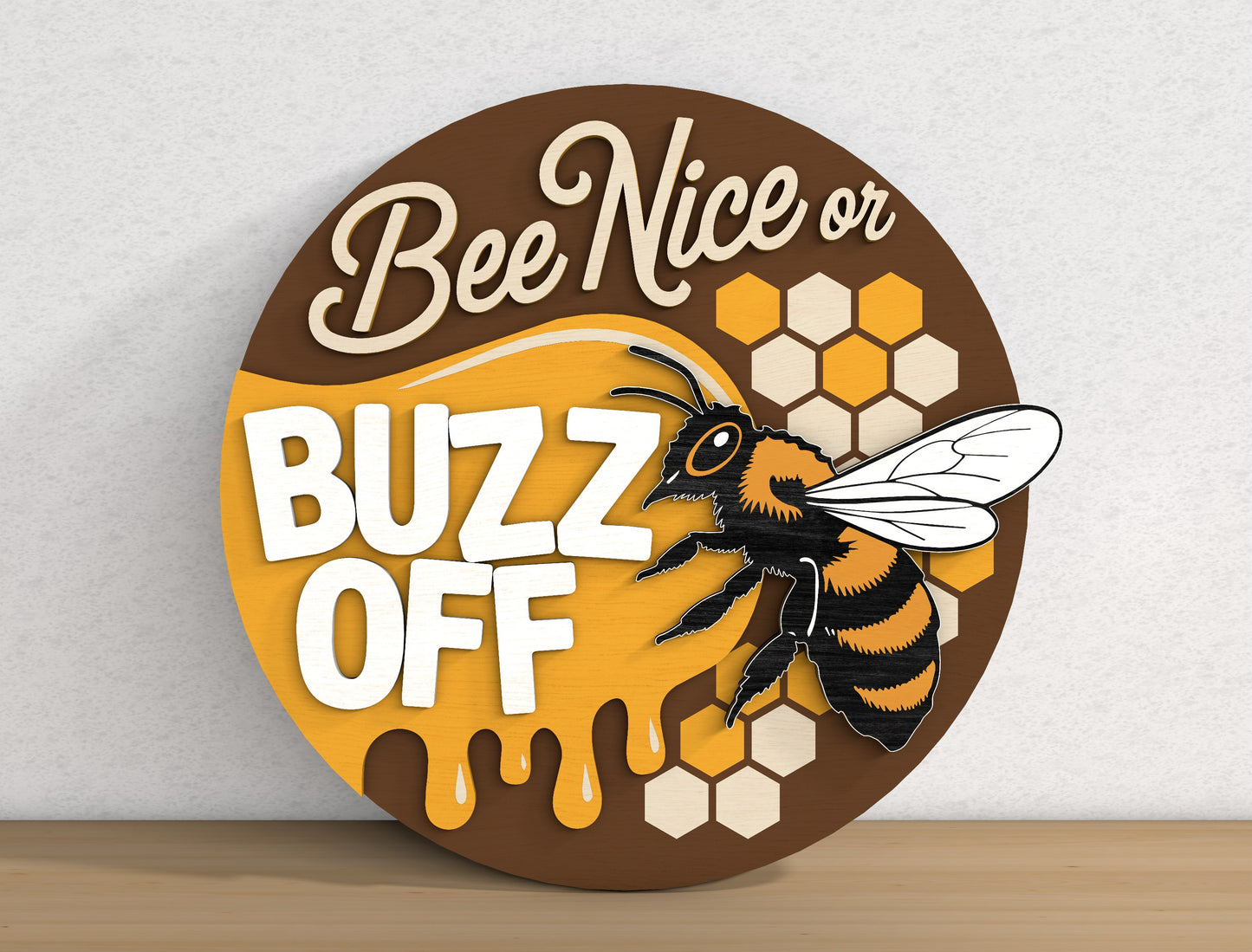 Bee Honeycomb Door Sign SVG Bundle Laser Cut File for Glowforge and xTool