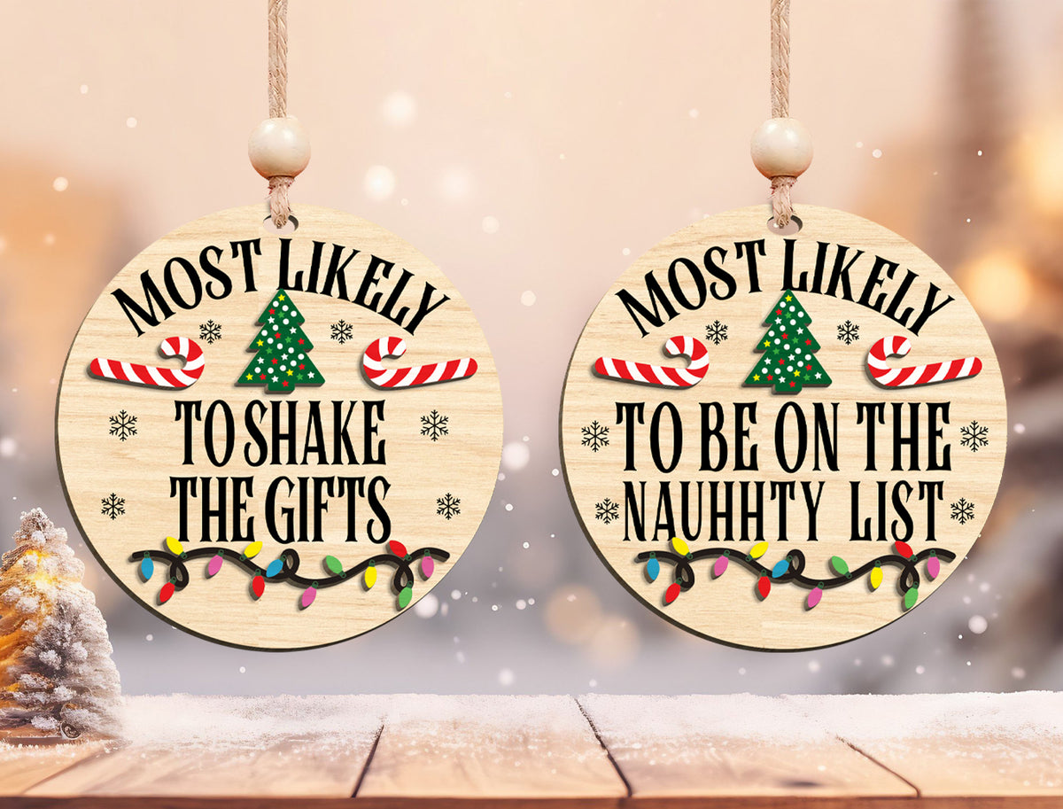 Most Likely To Christmas Ornament SVG Bundle Funny Laser Cut 5