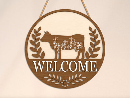 Farm Animal Welcome Sign SVG Bundle for Glowforge and LightBurn