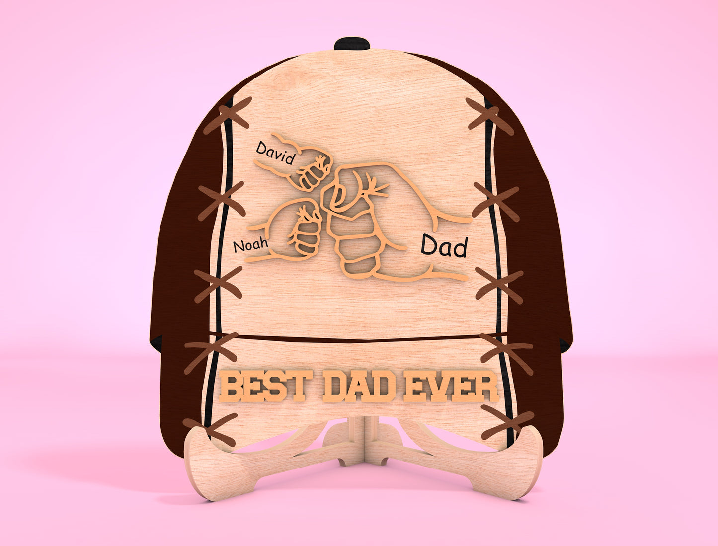 Personalized Best Dad Ever Cap Sign SVG Laser Cut File for Glowforge and xTool