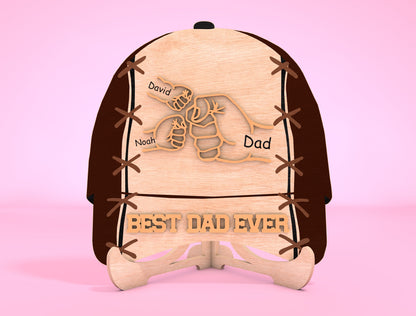 Personalized Best Dad Ever Cap Sign SVG Laser Cut File for Glowforge and xTool