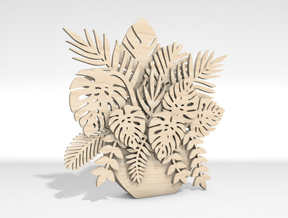Multilayer Tropical Plant SVG Laser Cut File for Glowforge and LightBurn
