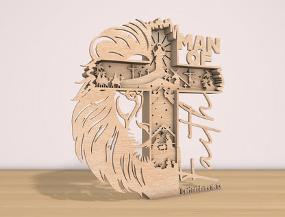 Man of God Son of Man Multilayer Cross SVG Bundle for Glowforge and xTool