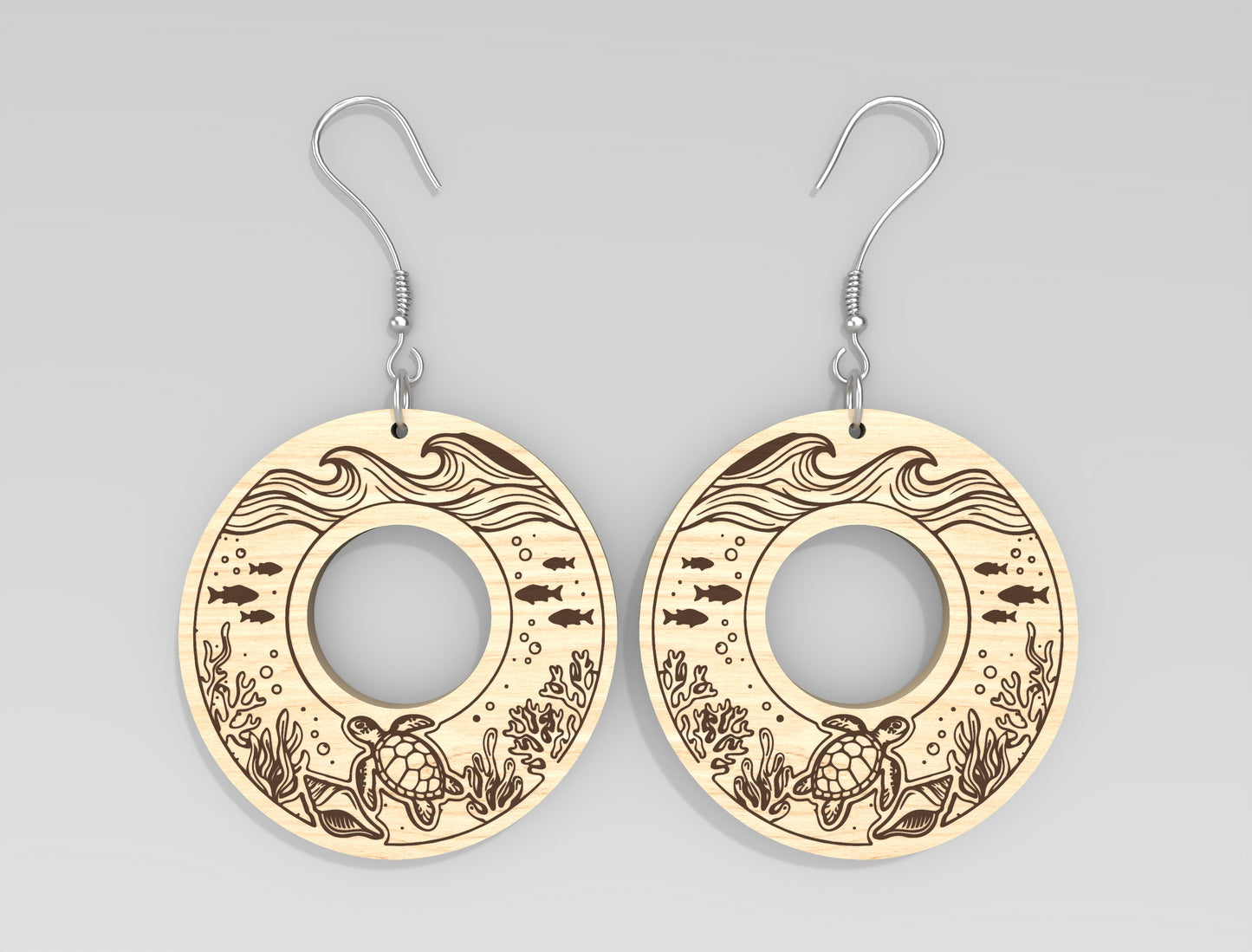 Ocean Animal Earrings SVG Laser Cut File for Glowforge and xTool