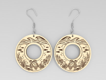 Ocean Animal Earrings SVG Laser Cut File for Glowforge and xTool
