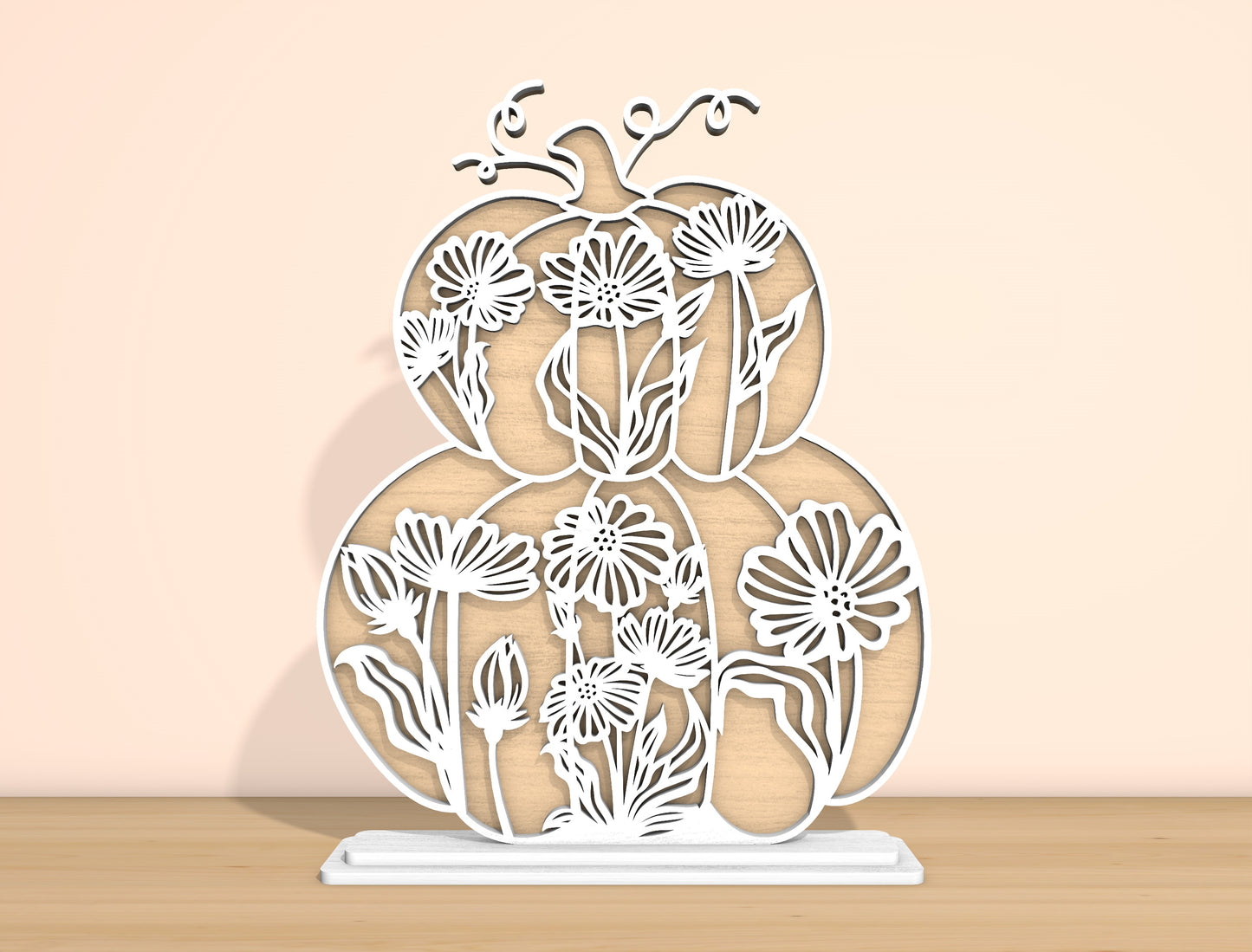 Floral Stacked Pumpkins SVG Bundle for Glowforge xTool LightBurn 6 Designs