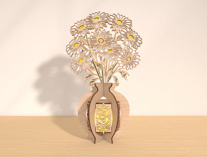 Mother’s Day Floral Lantern Laser Cut File Bundle – 6 Designs | Flower Shadow Lantern | Layered Wooden Decor | Glowforge, xTool, LightBurn, etc.