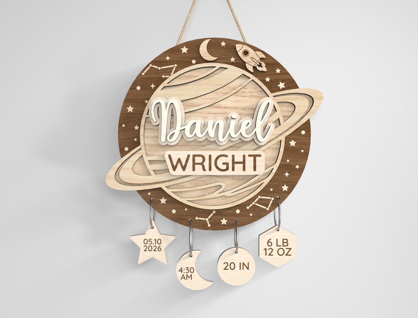 Baby Nursery Name Sign SVG File for Glowforge and xTool