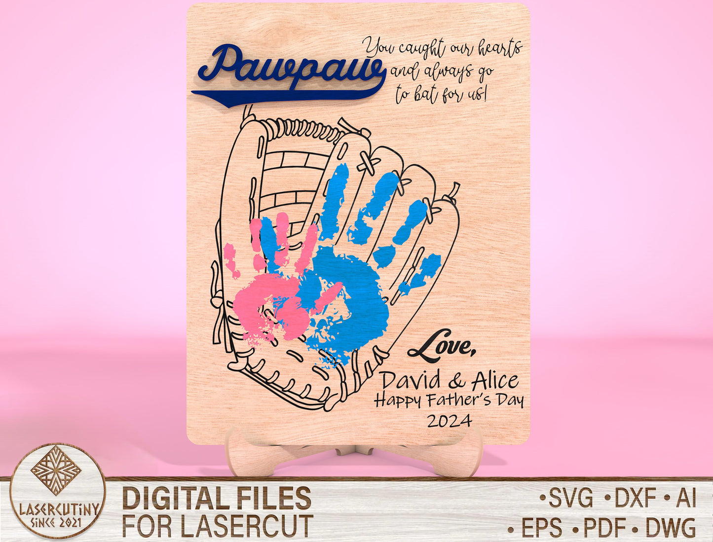 Personalized Handprint Dad Sign SVG Laser Cut File for Glowforge