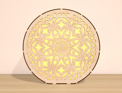 Mandala LED Light SVG Bundle Laser Cut File for Glowforge and xTool