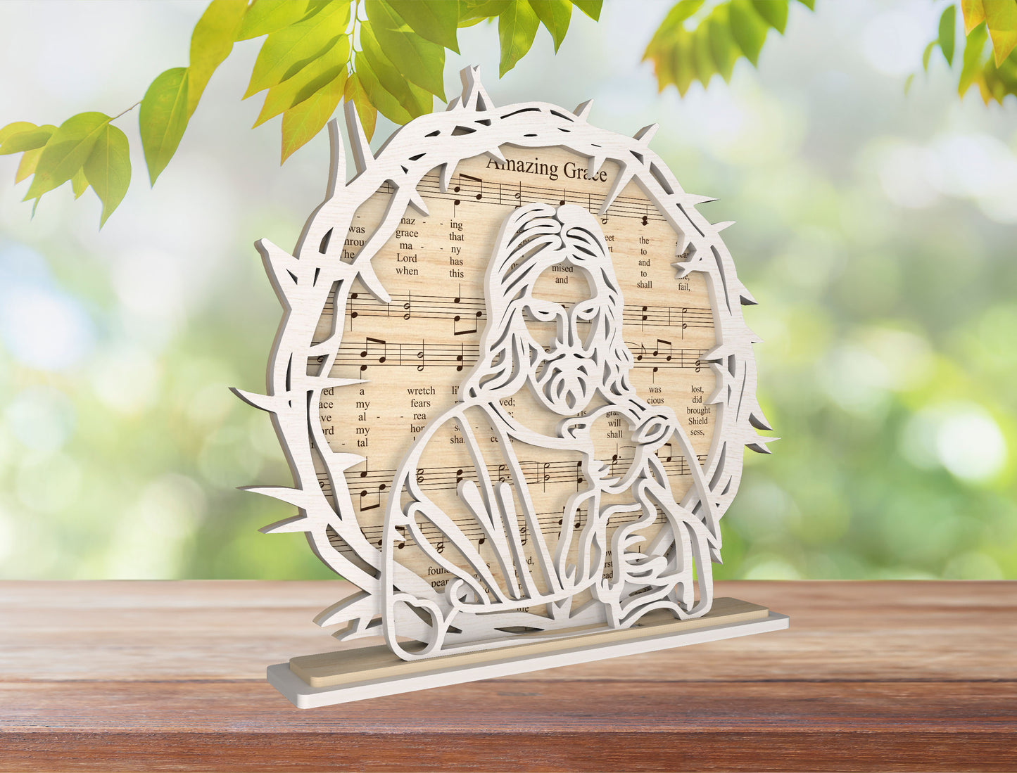 Christian Jesus Faith Stand SVG Bundle Wooden Round for LightBurn and xTool