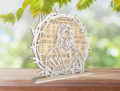 Christian Jesus Faith Stand SVG Bundle Wooden Round for LightBurn and xTool
