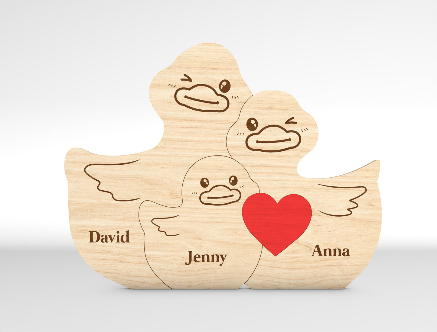 Personalized Family Duck Puzzle SVG for Glowforge and xTool