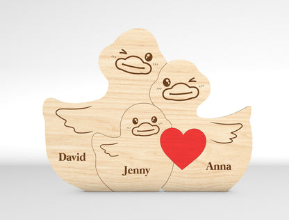 Personalized Family Duck Puzzle SVG for Glowforge and xTool