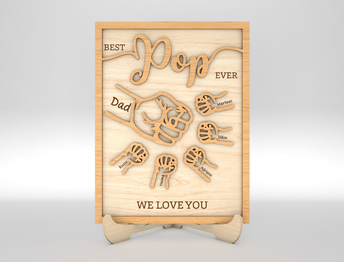 Personalized Dad Hands Multilayer SVG for Glowforge and xTool