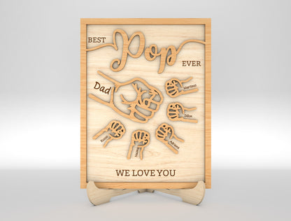 Personalized Dad Hands Multilayer SVG for Glowforge and xTool