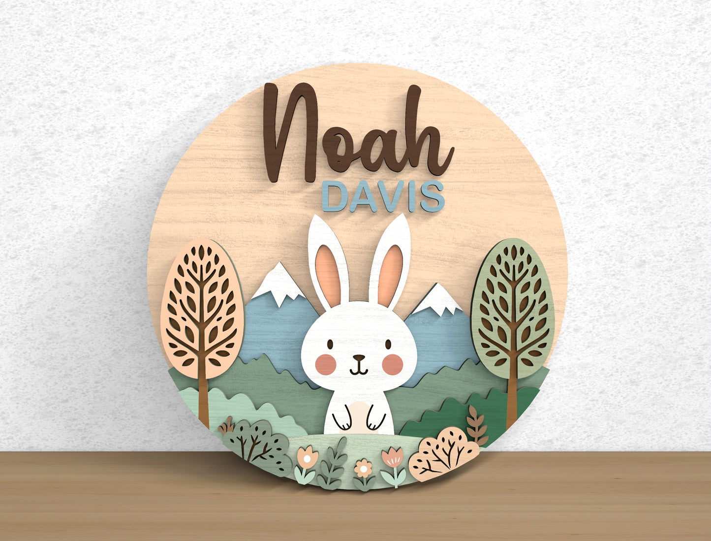 Forest Animal Baby Name SVG File for Glowforge and xTool
