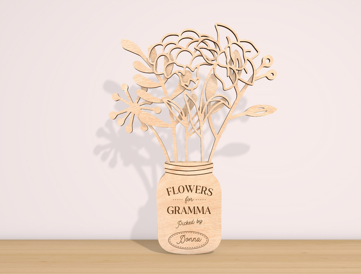 Mother’s Day Month Flower Jar Laser Cut File Bundle | 12 Monthly Flowers | Layered Wooden Decor | Glowforge, xTool, LightBurn, etc.