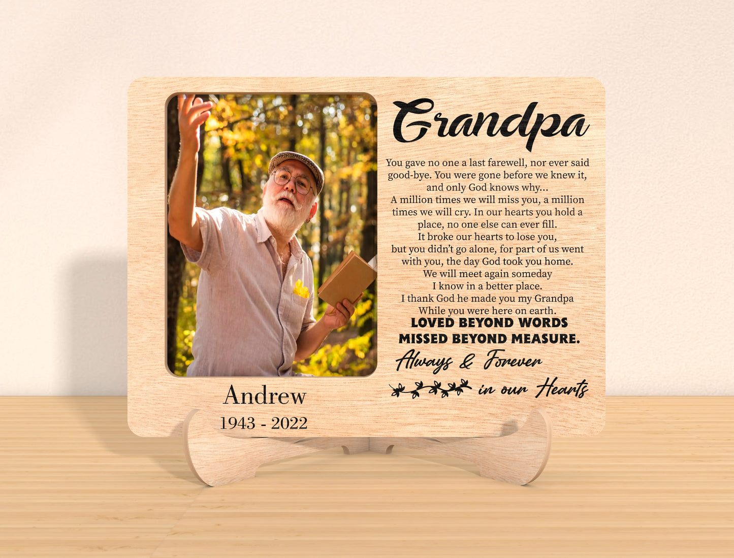 Memorial Photo Tabletop Sign SVG Personalized Laser Cut File  for LightBurn and Glowforge