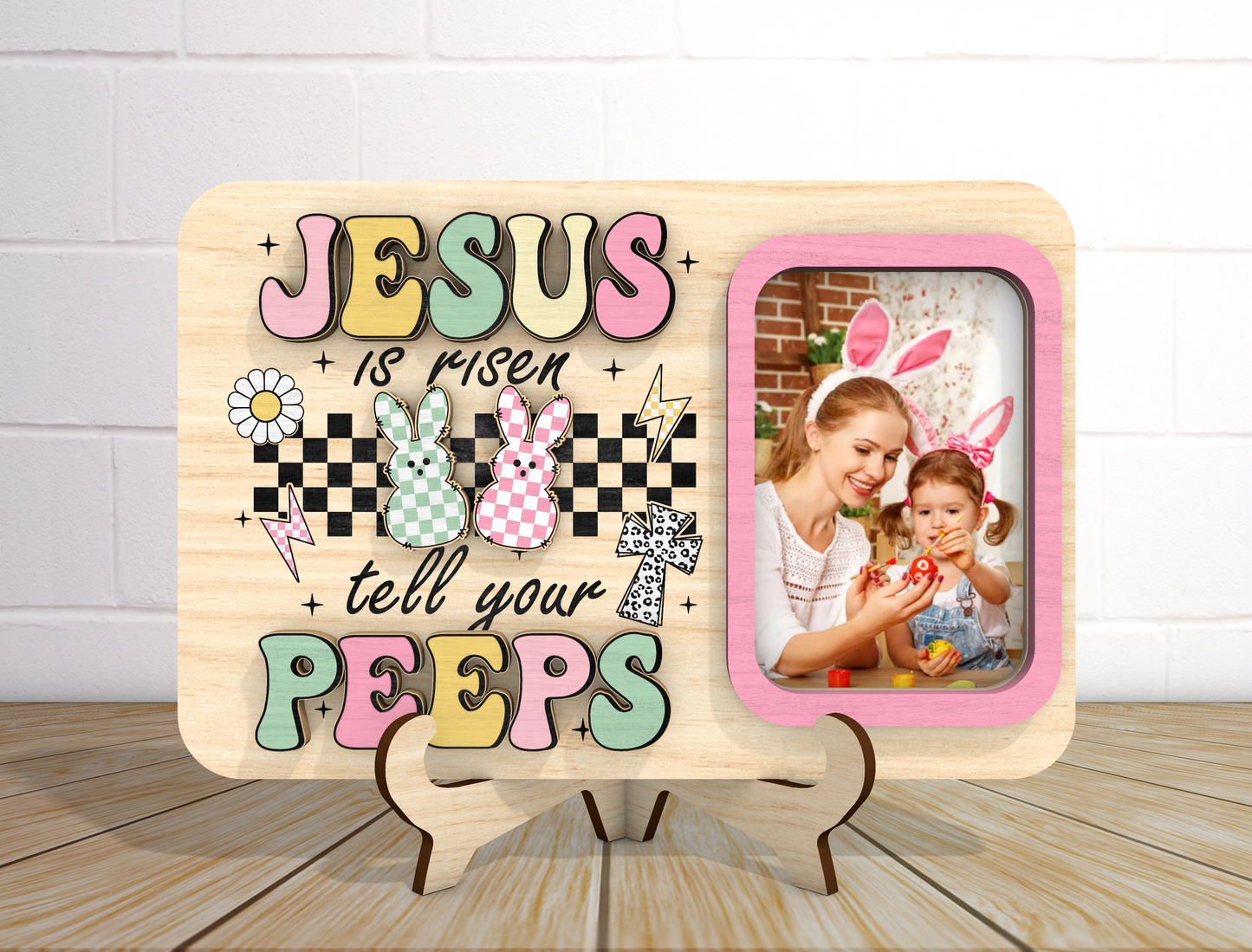 Jesus Is Risen Photo Frame SVG Bundle Christian Kids for LightBurn and xTool