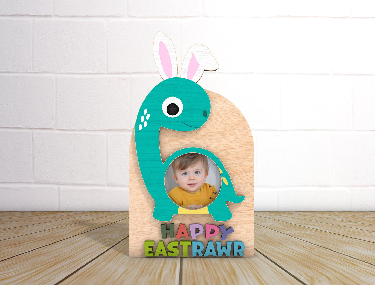 Dinosaur Easter Photo Frame SVG Bundle Kids Bunny Dino for LightBurn
