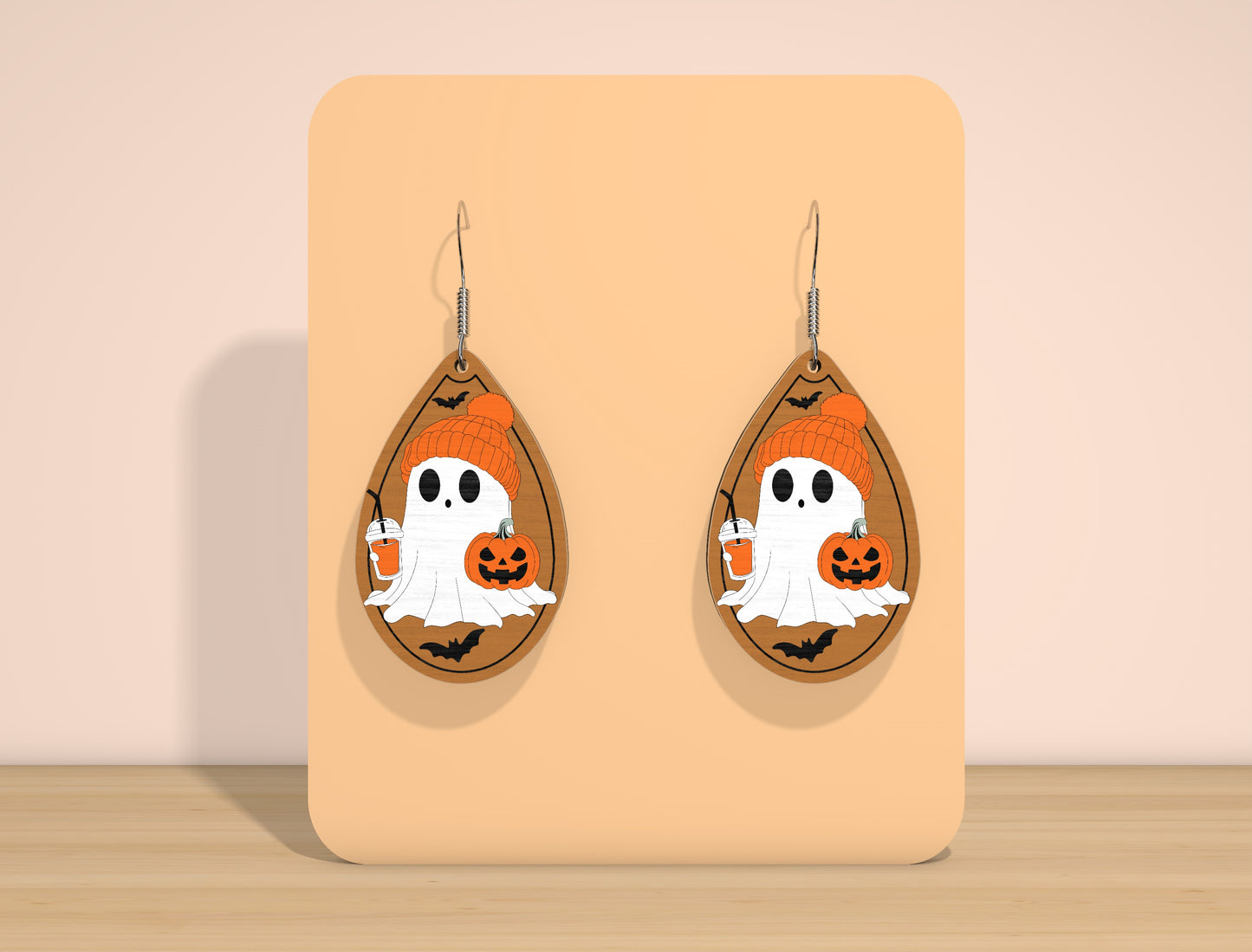 Halloween Ghost Teardrop Earrings SVG Bundle for Glowforge xTool LightBurn 8 Designs