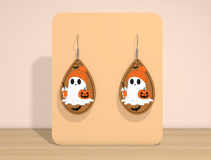 Halloween Ghost Teardrop Earrings SVG Bundle for Glowforge xTool LightBurn 8 Designs