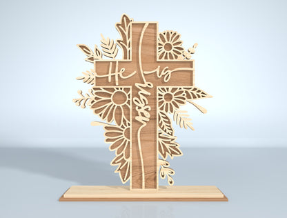 6 Floral Easter Cross Designs | Religious Bible Verse Laser Cut File | Digital Download | Ready to Cut for Glowforge, xTool, LightBurn, etc.