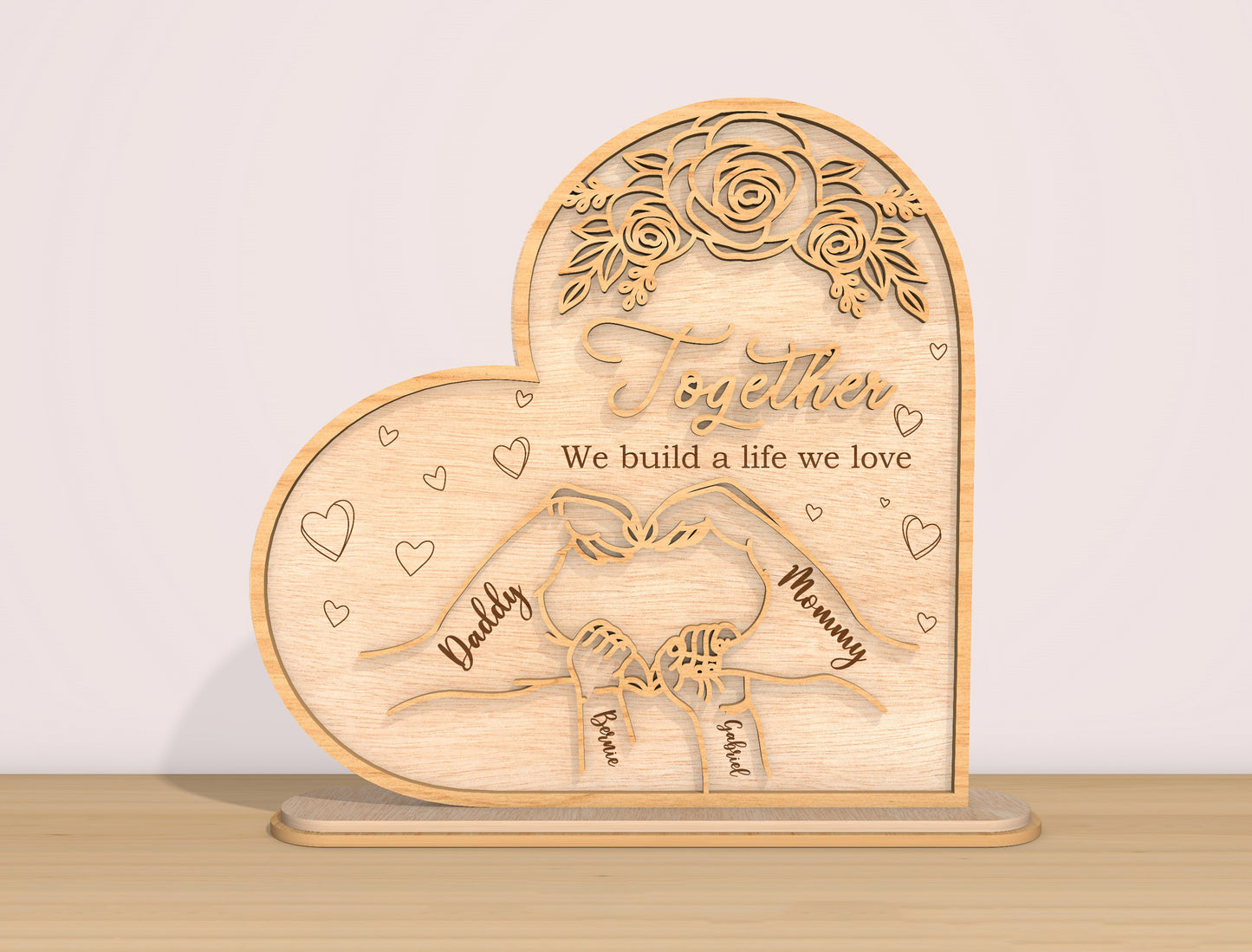 Family Hands Heart Sign SVG Bundle Together We Build for Glowforge