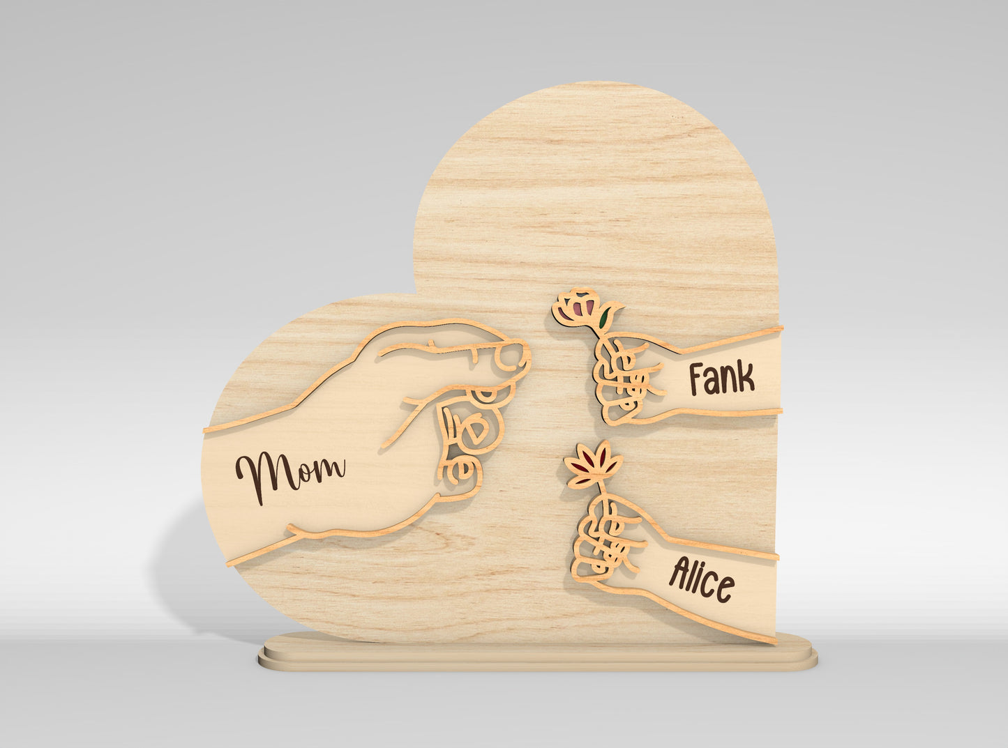 Personalized Family Hands Name Sign SVG for Glowforge and xTool