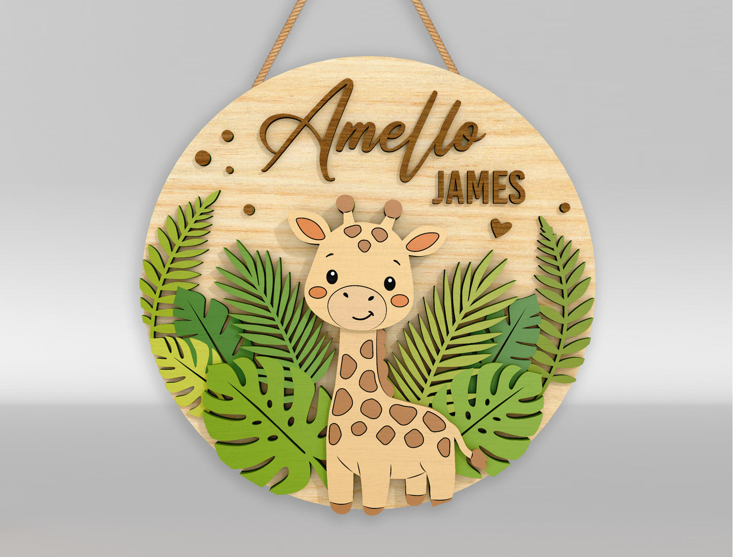 Personalized Safari Nursery Sign SVG for xTool and Glowforge