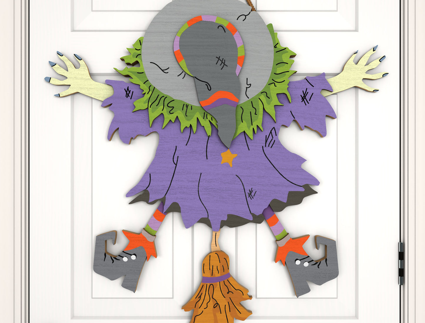 Halloween Crashed Witch Door Hanger SVG for Glowforge xTool