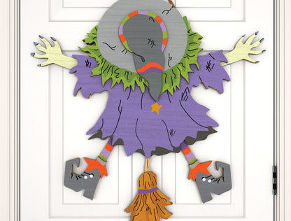 Halloween Crashed Witch Door Hanger SVG for Glowforge xTool