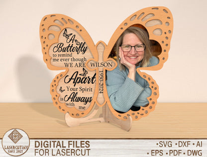 Butterfly Cross Memorial SVG Christian Photo Frame Laser Cut File