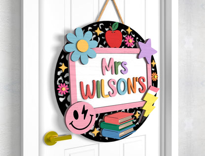 Personalized Retro School Door Hanger SVG Laser Cut File for xTool and Glowforge
