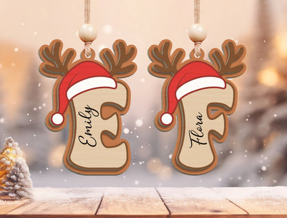 Christmas Reindeer Alphabet Ornament Laser Cut File | Ready to Cut | Glowforge, xTool, LightBurn, etc.