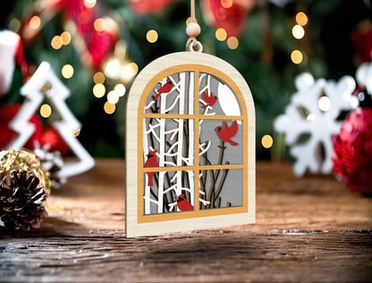 Winter Window Cardinal Ornament SVG for xTool and Glowforge