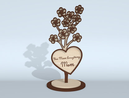 Mother's Day Flower Heart Sign SVG Bundle 16 Designs for LightBurn