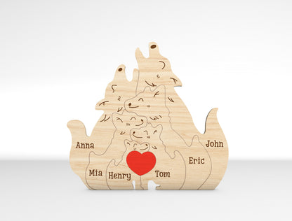 Personalized Family Wolf Puzzle SVG Laser Cut File for xTool and Glowforge
