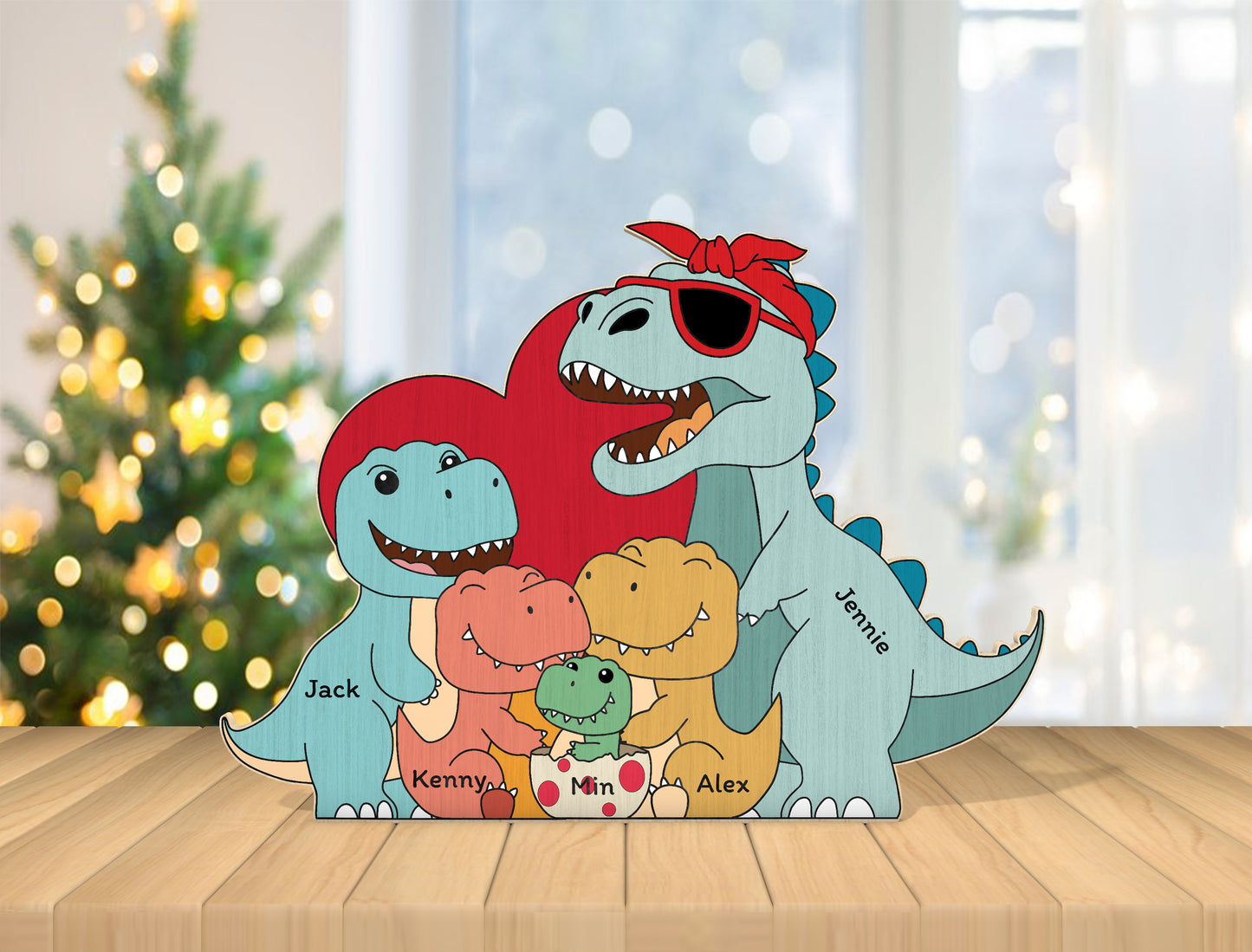 Personalized Dinosaur Family Puzzle SVG for Glowforge and xTool