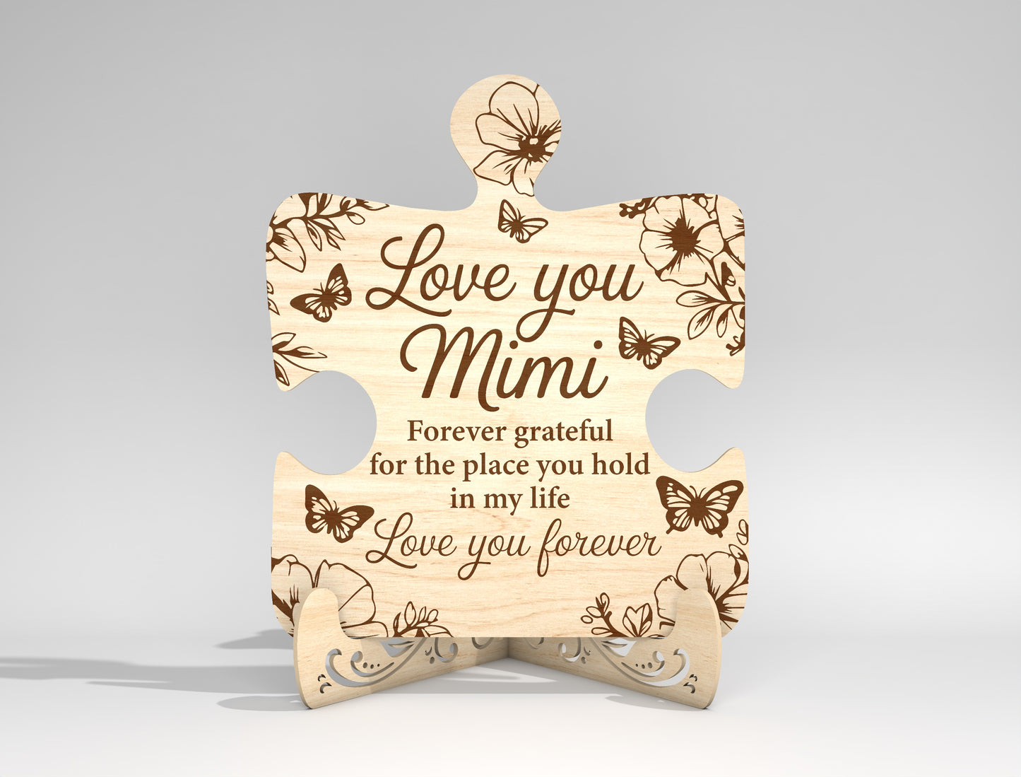 Puzzle Stand Sign SVG Bundle Engraved Floral for LightBurn and xTool