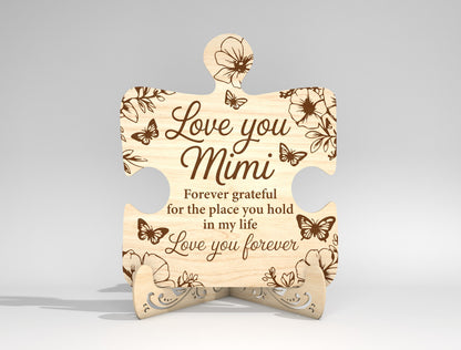 Puzzle Stand Sign SVG Bundle Engraved Floral for LightBurn and xTool