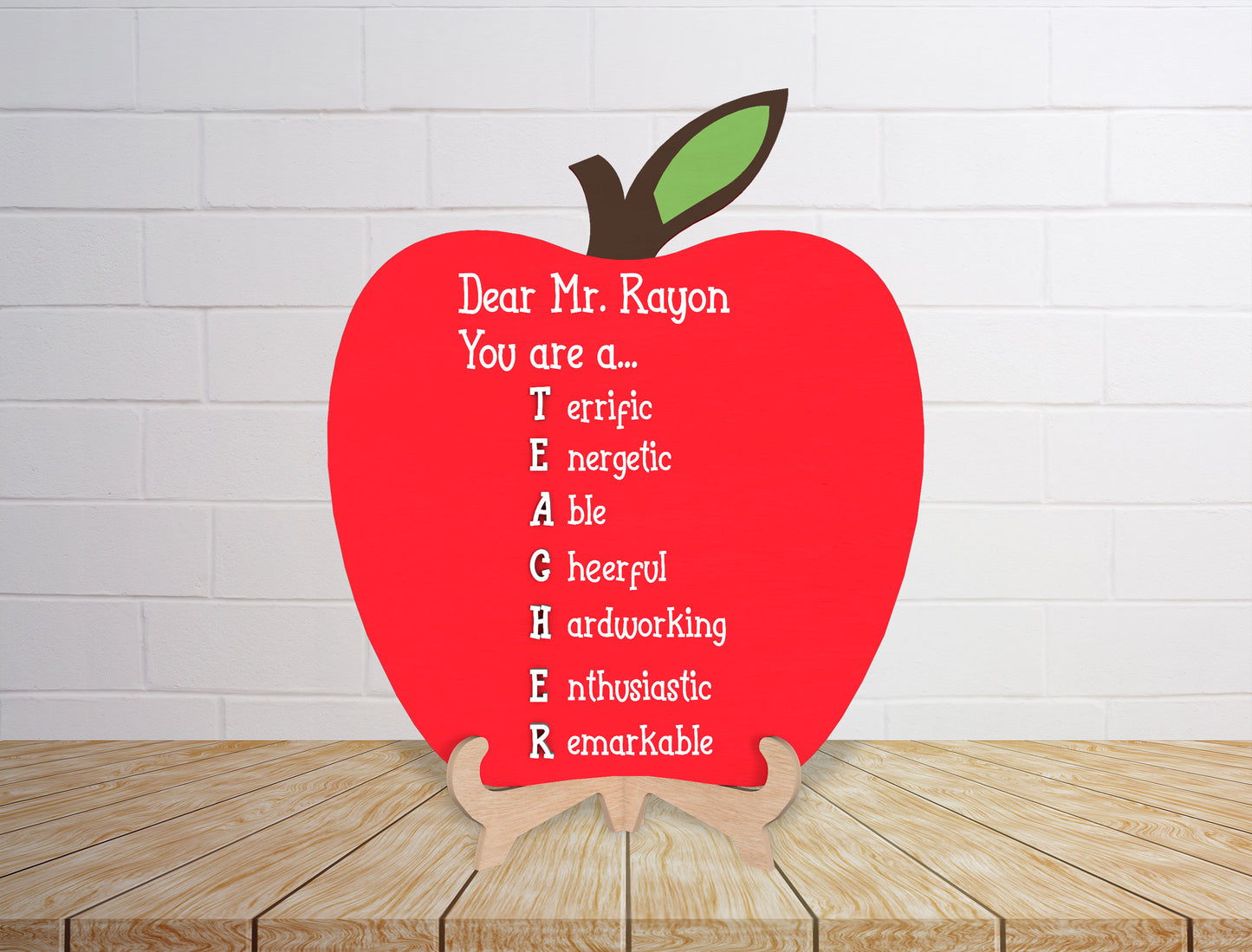 Personalized Teacher Apple Sign SVG Laser Cut File for Glowforge and LightBurn